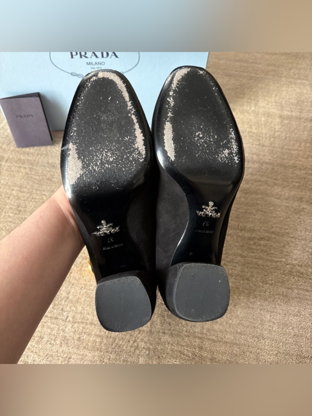 PRADA Black Suede Ankle Strap Heels 37 - Picture 6 of 9